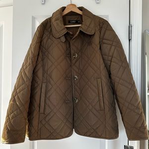 NWT Lauren Ralph Lauren Truffle Single Breasted Quilted Barn Coat in Size XL